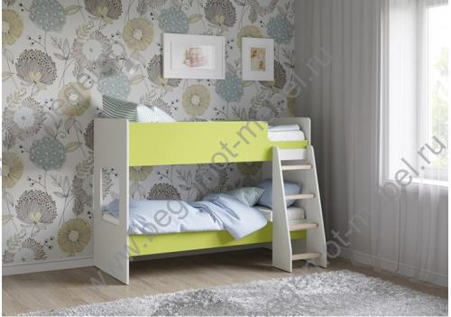 Кровать для двоих детей Легенда К501.5 в цвете Лайм + белый