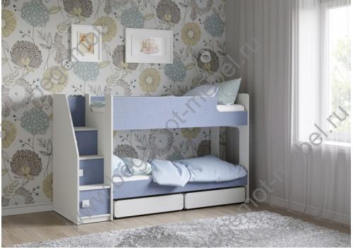 Детская двухъярусная кровать К502.42 бело-голубая