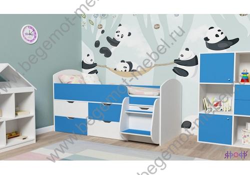 Кровать-чердак Малыш 7 с голубыми фасадами