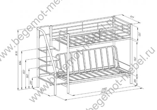 Схема с размерами кровати Мадлен 3