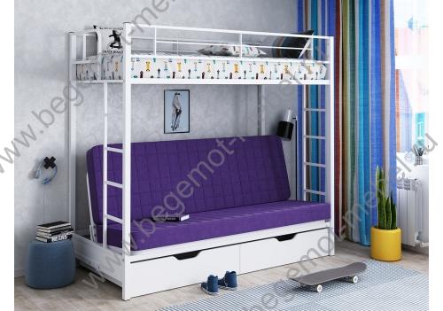 Двухъярусная кровать с диваном и двумя ящиками Мадлен