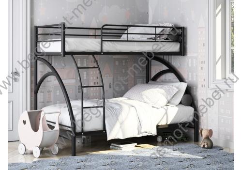 Двухъярусная металлическая кровать Виньола 2 Черная