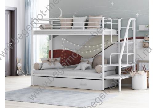 Двухъярусная кровать Толедо с ящиком Белая