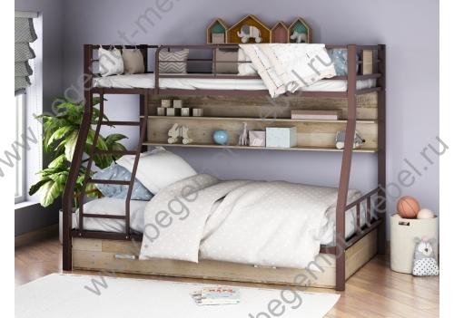 Двухъярусная кровать Гранада 1 с ящиком и полкой
