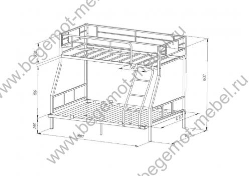 Кровать Гранада 1-140 схема с размерами