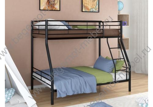 Двухъярусная металлическая кровать Гранада 2 Черная