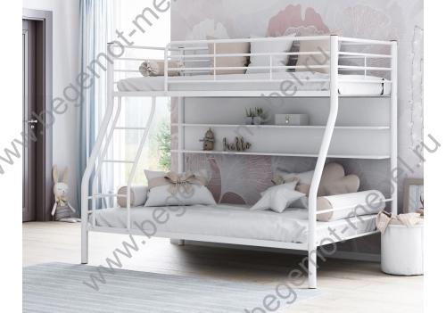 Двухъярусная металлическая кровать Гранада 2 с полкой