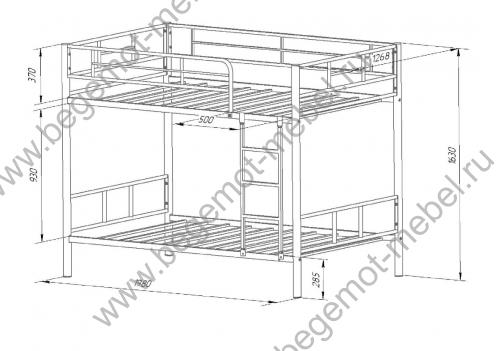 Двухъярусная кровать Севилья 120 см. схема с размерами