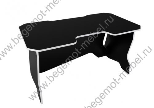 Игровой письменный стол в черном цвете с белой кромкой