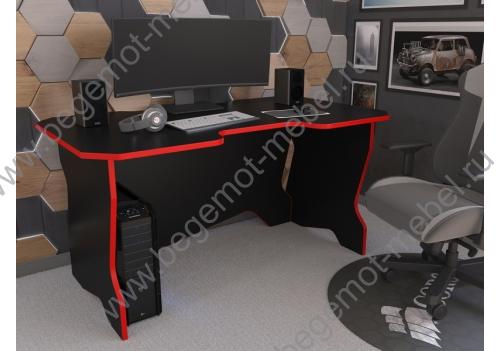 Игровой письменный стол в детскую комнату в черном цвете с красной кромкой