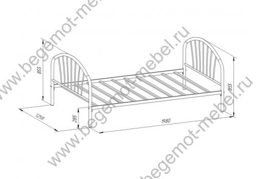 Кровать полутороспальная Эвора 120 Схема с размерами