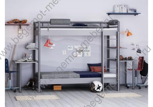 Детская комната с двухъярусной кроватью Хельга фасад Серый