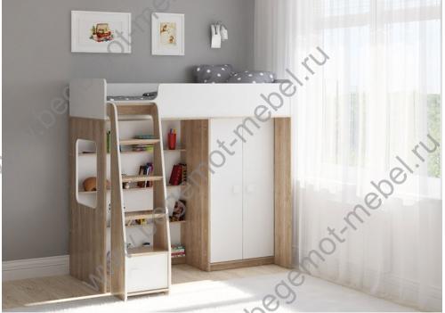 Кровать-чердак со встроенным шкафом Легенда A601.1