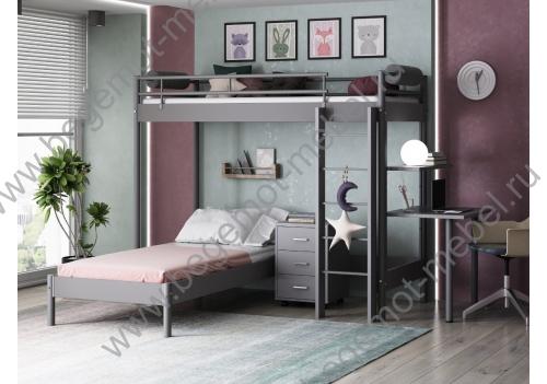 Подростковая комната с кроватями и столом Хельга Графит