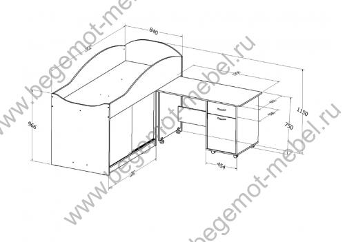 Кровать чердак Дюймовочка 3 схема с размерами