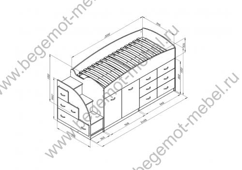 Кровать чердак Дюймовочка 4 схема с размерами