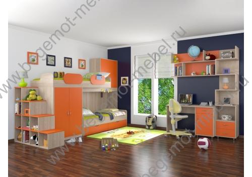 Детская комната Дельта №9 Сонома/Оранжевый