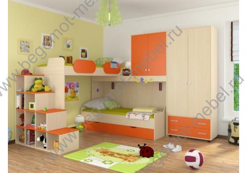 Детская комната Дельта №12 Дуб Молочный/Оранжевый