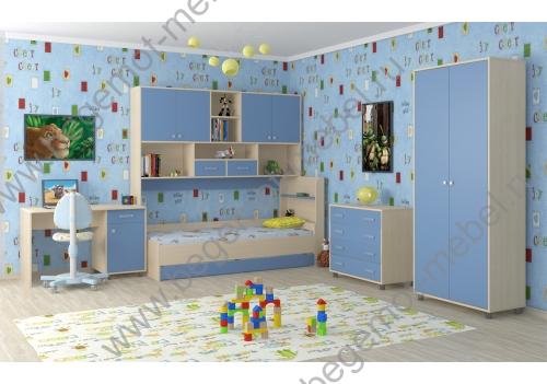 Детская комната Дельта №13 Дуб Молочный/Голубой