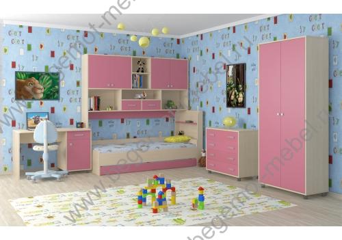 Детская комната Дельта №13 Дуб Молочный/Розовый