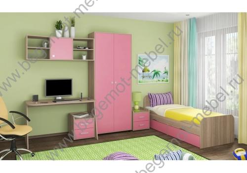 Детская комната Дельта №15 Сонома/Розовый