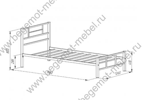 Полутороспальная кровать Кадис схема с размерами