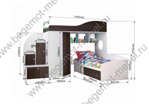 Схема с размерами кровати