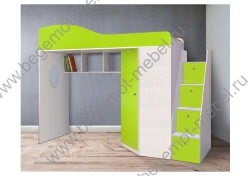 Кровать чердак для детей Кадет 1 с универсальной лестницей