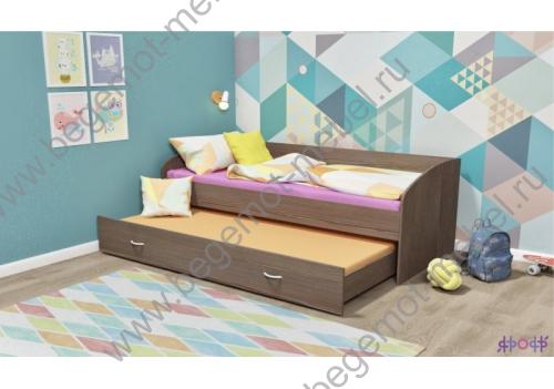 Детская выкатная двухъярусная кровать, в цвете ботего темный
