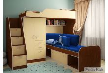 кровать-чердак Фанки Кидз 4 для детей с подушками