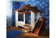 Кровать в виде домика + горка для детей игровой модуль