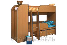 Мебель для двоих детей Приют-2. Полный комплект со шкафом и 2 тумбами. Цвет: вишня/синий