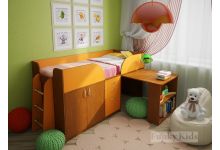 Детская кровать чердак Фанки Кидз 10 с выдвижным столом