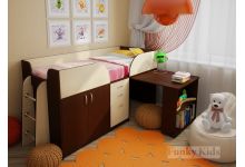 Кровать-чердак Фанки Кидз 10 для детей с рабочей зоной 
