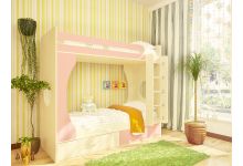 Детская двухъярусная кровать Орбита-2 (дуб кремона/розов.) мебель детям 80х200