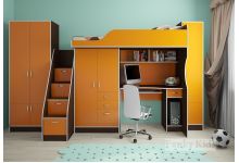 Детская мебель Фанки Кидз-4 корпус венге фасад оранж