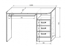 Схема и размеры письменного стола Фанки Кидз 