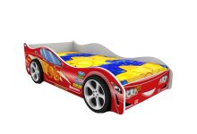 Кровать машина Форсаж Кар красная с пластиковыми колесами - 4 шт.