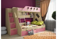 Кровать для двоих детей Фанки Кидз 16 с тумбой-лестницей