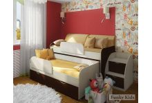 кровать для двоих детей Фанки Кидз 8 и подушки с наматрасником