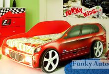 Кровать-машина BMW X5 красная с выдвижным ящиком, спальное место 170х80 см