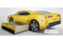 Кровать машина Chevrolet Camaro желтая с выдвижным ящиком спальное место 190х80 см