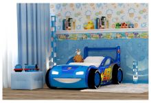 Кровать-машина для детей Молния-Пластик с объемными колесами 