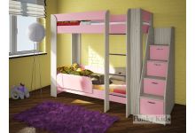 Детская кровать фанки кидз 20 + лестница (сосна лоредо / розовый)