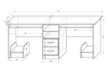 письменный стол для двоих детей Фанки Кидз - схема и размеры