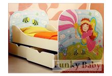 кровать для детской комнаты с ящиками для белья