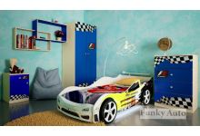 Детская кровать машина Сигма Премиум и мебель Фанки Авто