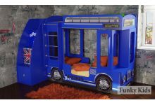 Двухъярусная кровать Автобус Лондон с тумбой. Цвет - синий