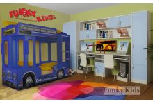 Кровать Автобус Лондон + детская мебель Фанки Кидз