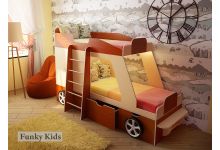 кровать-машина Джип для двоих детей. Цвет: Орех/Крем ваниль